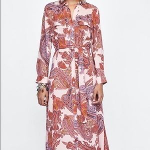 ZARA pink paisley maxi dress